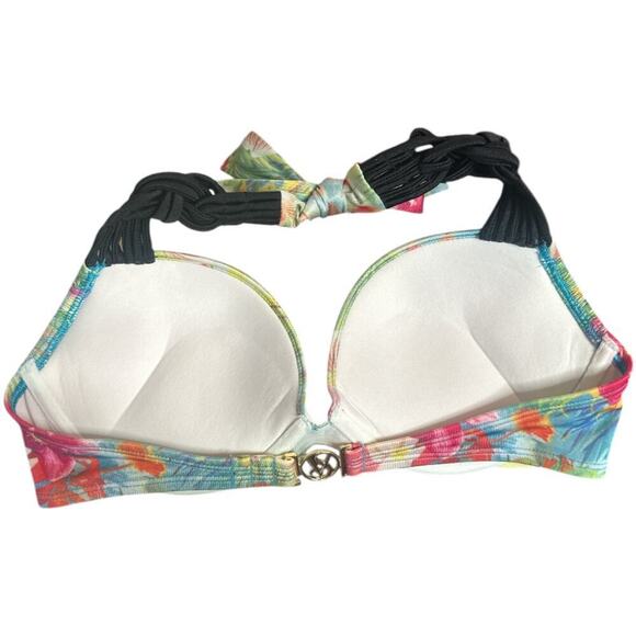 Victoria Secret Swim Top Lt Blue Pink Push Bra Women's Size 36B - Picture 2 of 3